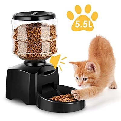 amzdeal Distributeur Nourriture Automatique pour Animaux, Distributeur Croquette pour Chat et Chien de 3 Repas avec Messages Vocal 5.5L