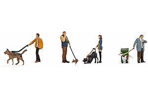 NOCH Figuren-Set „Menschen mit Hunden“, bewegliche Miniaturfiguren und Tiere für Ihre Modellbahnanlage im Maßstab 1:87