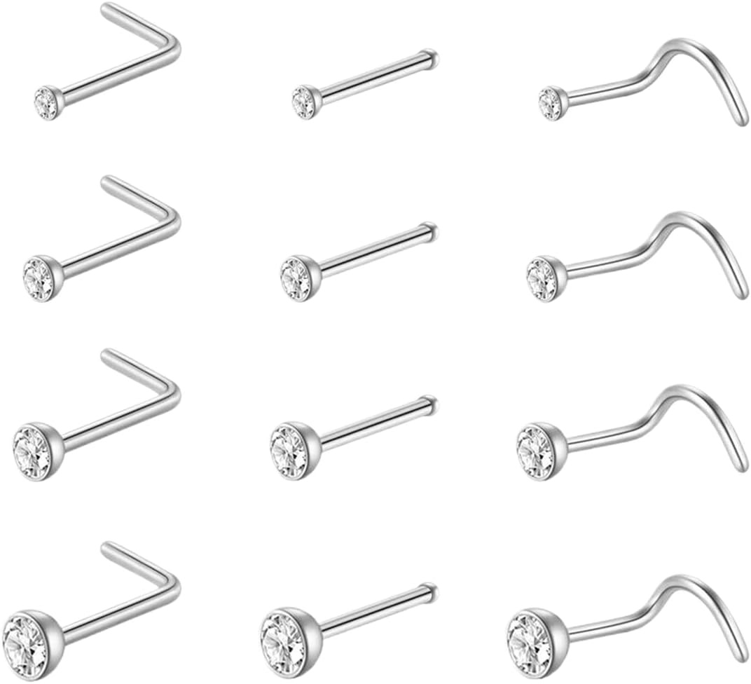 JEYORZY 12 Piezas Piercing Nariz para Mujeres Hombres, Narizs Anillo Piercing Joyería, Piercing Nariz Acero Quirurgico Pirsin Nariz Pendientes Nariz Piercings Nariz Falso Traje unisexo