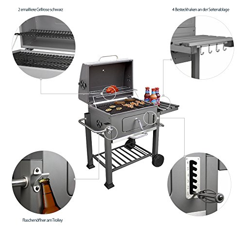Krollmann Holzkohlegrill BBQ – mit Trolley inkl. 2er Set Grillzange - 6