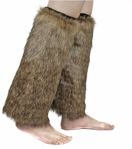 Women Wolf Faux Fur Fuzzy Leg Warmers Boots Cuffs Covers