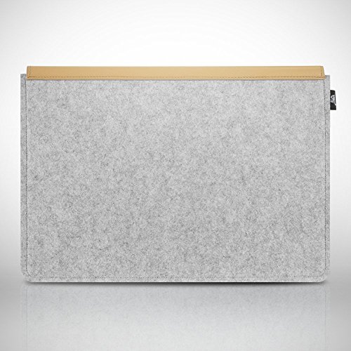 11 Zoll MacBook Air Hülle, Natur® 11″ 11.6″ Filz Sleeve Notebooktasche Laptoptasche Hülle Ultrabook Laptop Tasche aus PU Leder Laptop Schutz Hülle mit Zusatzfächern und extra Beutel – Grau/ Braun PU Leder - 3