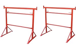 TOPTOWER Industrial No 2 Builders Trestles (Pair) Extendable - 0.74m - 1.18m Painted Finish 450 Kilos SWL