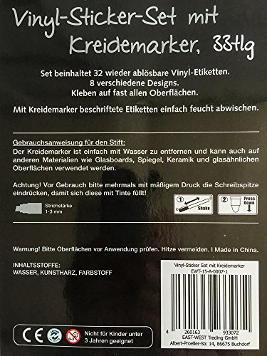 Vinyl-Sticker-Set, Tafelsticker-Set, Tafelaufkleber, Chalkboard-Set, wiederverwendbar mit Kreidemarker, Flüssigkreidemarker, abwischbar - 7
