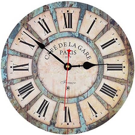 Wall Clock, Finer Shop 12 Inch wood Wooden Wall Clock Home Decor - Roman Numerals