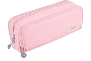 iSuperb astuccio 3 scomparti bambina astucci Grande Capacità monocromo Portapenne Cancelleria Organizzatore pencil case aesthetic Borsa dei Trucchi per scuola elementare media Studenti (Rosa)