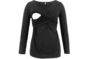 FRAUIT Maglietta Allattamento Premaman Maglia Manica Lunga T Shirt Camicia di maternità Gravidanza Camicetta Donna Elegante Regali per la Moglie