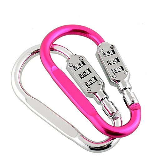Yongse 3-Digit Climbing Carabiner Resettable Combination Padlock Travel Luggage Suitcase Bike Bicycle Lock Keychain Carabiner Clip
