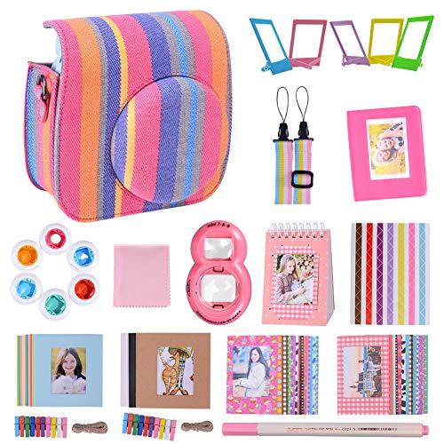 Goocor 15 in 1 Instax Mini 9 Kamerazubehör-Set für Fujifilm Instax Mini 9 / Mini 8 / Mini 8+ Kamera, inklusive Mini 9-Hülle (Bunte Streifen 2) Goocor 15 in 1 Instax Mini 9 Kamerazubehör-Set für Fujifilm Instax Mini 9 / Mini 8 / Mini 8+ Kamera, inklusive Mini 9-Hülle (Bunte Streifen 2)