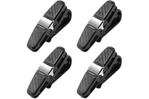 Youery Brillenhalter Auto, 4 Stück Brillenhalter für Auto Sonnenblende, Sonnenbrillen Brillen mit Kartenkarten Clip, 180°Rotational Auto Visor Sonnenbrille Clip, Universal Doppelenden Brillenhalterung