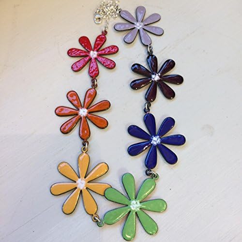 Daisy Vigorous Enamel Necklace Jewellery Flowers Floral X Large Reversible Daisy Chain Colours of the Rainbow Collection