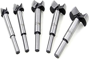 Mengshen Forstner zestaw wierteł 15–35 mm, 5 szt., wiertło do drewna z węglików spiekanych ze stali szybkotnącej, płaskie skrzydła, zawias, węglik spiekany, wiertło do obróbki drewna, pogłębienie z