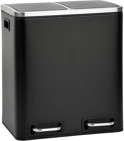 SVITA TC2X8 Vuilnisemmer, 16 liter, 2 x 8 l, dubbele afvalemmer, compact, 2-delige vuilnisemmer, keukenemmer, afvalscheiding, pedaalemmer, wit