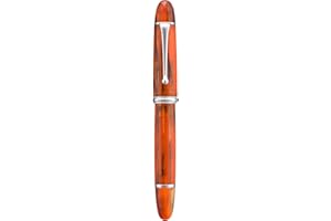 Asvine V800 Fountain Pen – Vacuum Filling System with Large Ink Capacity – Smooth Number 8 Medium Nib with Gift Case and Wrench- Amber
