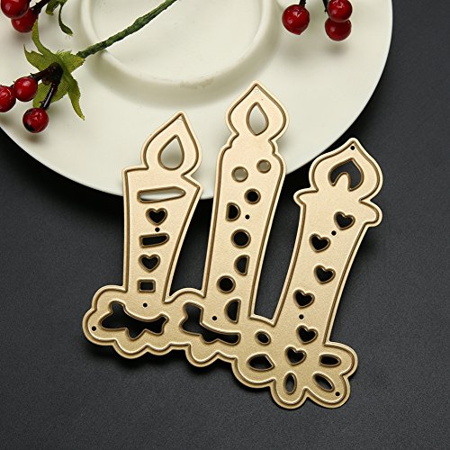 Amazingdeal365 3PCS Kerz Metall Form Stanzschablonen Schablonen Schneiden DIY Dekor Sammelalbum Karten Buchzeichen Lesezeichen als Geschenk für Freunde Geburtstag Kinder,Kindergarten Hobby Schule Handarbeit Unterricht usw. Ein tolles Geschenk! - 3
