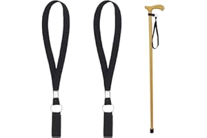 VZUHSW Set da 2 Anelli da Polso per bastoni da Passeggio - Confortevole Cinturino da Polso per Bastone o stampelle - in Nero