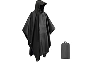 starfa lab 3 in 1 Multifunctional Rain Poncho, Waterproof Raincoat, Lightweight Reusable Rain Cover with Hood and Carry Bag for Traveling Cycling Hiking Camping Fishing Outdoor