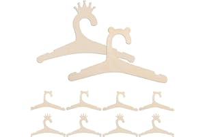 Minfuerang 10 Pezzi Appendini in Legno per Bambini,Scaffale per Vestiti Antiscivolo Durevole,Grucce Neonato,Regalo per il Nuovo Bambino (Legno)