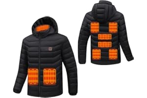 Monave Veste Chauffante Homme Femme Doudoune Chauffante 9 Coussins Chauffants en Fibre de Carbone, 3 Niveaux de Température pour Moto Pêche Ski Activités de Plein Air Noir