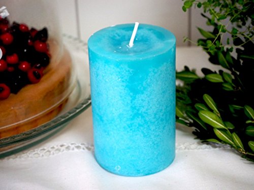 6 Stumpenkerzen Kerzen Blau Türkis Mix 9cm Hochzeit Kommunion Taufe Konfirmation Tischdeko - 6