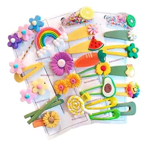 MANODHRUVA 14pcs Children Hair Accessories Cartoon Bobby Pin Baby Hair Clips Colorful Girls Hairgrips Cute Rainbow Kids Hairpins