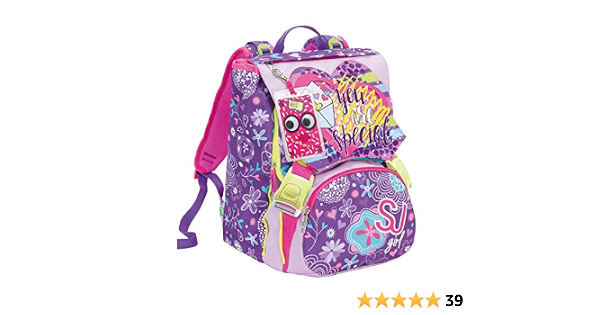 ZAINO SCHOOLPACK SEVEN HIGH TECH SJ GANG GIRL VIOLA ROSA CON PATTINE  SFOGLIABILI + ASTUCCIO QUICK CASE COMPLETO : Amazon.it: Valigeria