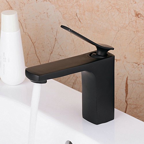 Hiendure ® Schwarz Wasserhahn bad Einhebelmischer Waschbecken Armatur Waschtischarmatur Badarmatur Waschbeckenarmatur Mischbatterie f.Badzimmer - 4