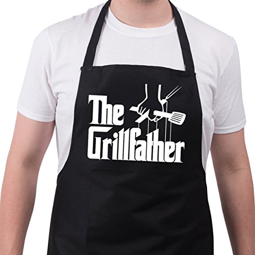 Bang Tidy Clothing novità - Divertente grembiule da barbecue The Grillfather colore nero taglia unica, grembiuli da uomo idea regalo da cucina