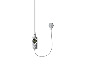 LuxeBath Elemento Calefactor Eléctrico 600W de Acero Inoxiable Cromado para Radiadores, con Termostato y Pantalla Digital, Regulador Electrónico y Temporizador, Calentador de Inmersión con Enchufe