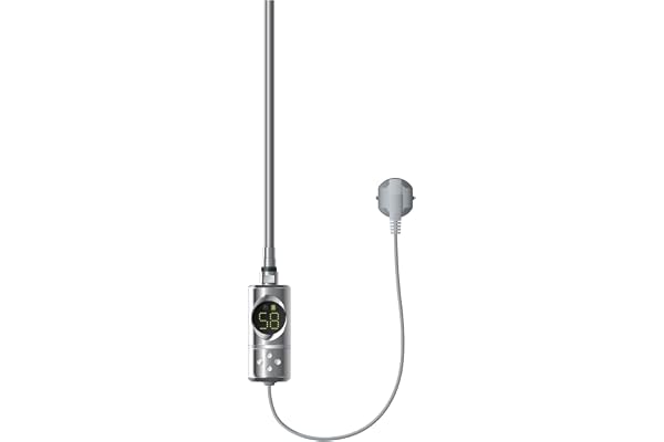 ML-Design Värmeelement 600W Chrome med termostat och LCD-skärm, elektronisk temperaturkontroll och tidsfunktion, värmepatrone