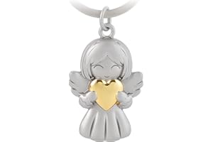 GZXYA Portachiavi angelo custode, ciondolo portafortuna, angelo con cuori per esami o auto, adatto come regalo per donne, fidanzate, colleghe.（1274）