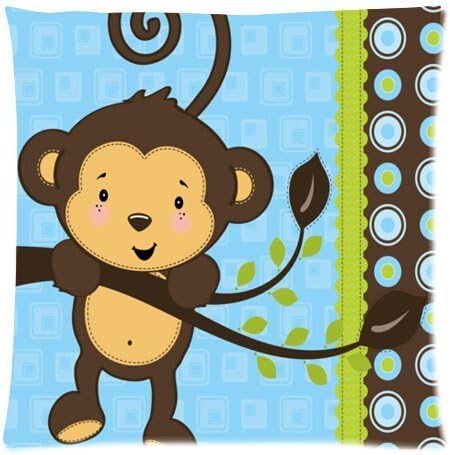 Hipster Monkey Gorilla Soft Square Zippered Cushion Throw Case Pillow Case 18X18 inch (one side) Best Gift