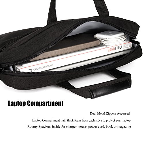 Laptop Tasche, DTBG 15,6 Zoll Nylon Schultertasche Messenger Bag Portable Handtasche Geschäftstermin Aktentasche Laptoptasche für 15-15,6 Zoll Tablet / Ultra-book / Macbook / Chromebook (Schwarz) - 4