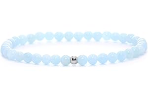Echtes Aquamarin Edelstein Armband mit 4mm Perlen - verschiedene Längen - Heilstein Schutzstein Talisman Glücksbringer Geschenk (Aquamarin, 18CM)