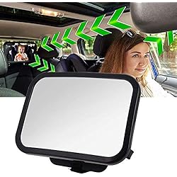 Bébé Siège arrière miroir, 360 ° réglable arrière de voiture de miroir pour nouveau-nés et les jeunes enfants, Crash testé et certifié pour la sécurité