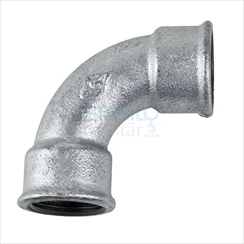 Stabilo-Sanitaer Rohrbogen 1 Zoll DN25 kurz 2xIG Bogen Temperguss Fitting Gewindefitting Tempergussfitting Rohrfitting