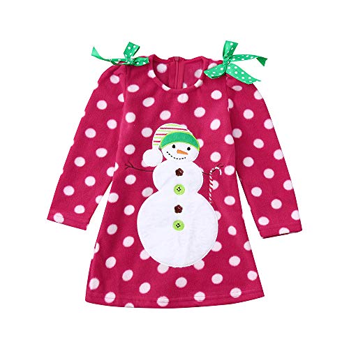 Preisvergleich Produktbild Selou Kinderkleidung Weihnachten Kinder Tops Langer Ärmelschulterbogen des Kinderbabys Cartoon Schneemann Print Kleid Kinderkleidung Mode süße Art Einzigartiges Design Bequeme Damenpullover