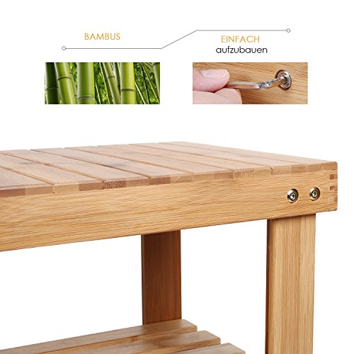HOMFA Bambus Schuhschrank Sitzbank Schuhregal Schuhbank Badregal Bambusregal 3 Ablage(70x28x45cm) - 3