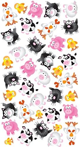 Purple Peach Fun, Social and Educational Sticker Sheets (Pack of 12) Farmyard Animals for Parents and Teachers