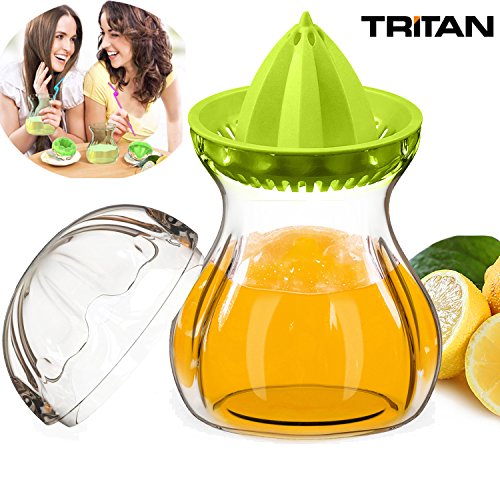 SELEWARE Zitronenpresse Handpresse Limettenpresse Manuelle Saftpresse Zitrone Entsafter Frucht mit Flasche BPA frei Spülmaschine Safe 600ML Grün