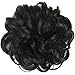 FESHFEN Messy Hair Scrunchies Hair Bun Extensions Curly Wavy Hair Pieces For Women Updo Ponytail Hair Extensions Hair Donut Hair Chignons Hair Accessories - A01 Jet Black Scrunchie