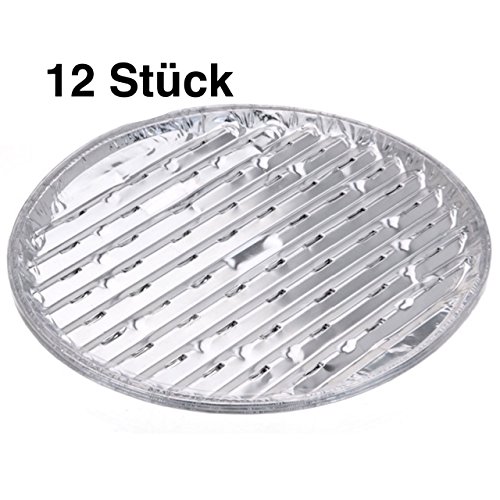 12 Stück Aluschale ø 35 cm Grillschale Grillteller Grillplatte Grillunterlage
