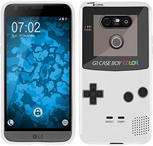 LG G5 Case TPU / Gel / Silicone Cover - Super Slim/Thin - White Case with Funny, Retro Gameboy Design