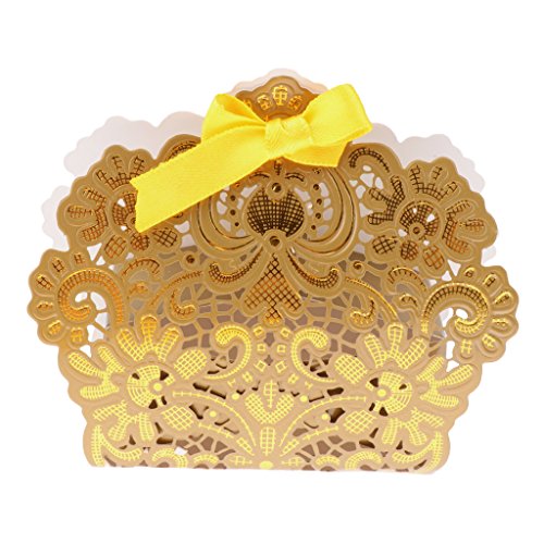 Gazechimp Süßigkeiten Boxen mit Band Geschenkboxen Hochzeit Party Set/50 Stück – Gold, 7,9 x 3,2 x 9,5 cm - 4
