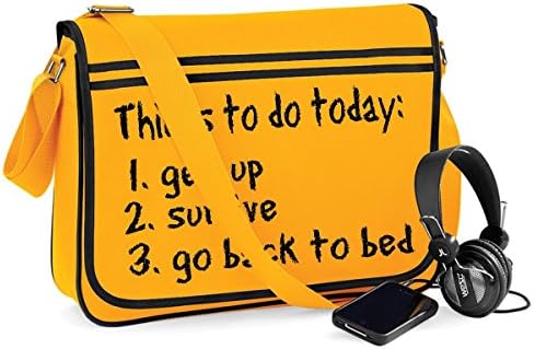 Things To Do Today-Unisex Funny Sayings Novelty Retro Messenger Bag-GLD-BLK
