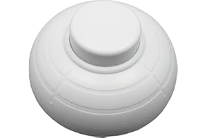 FUCHSWERK Fußschalter Rundfußschalter Fußtretschalter 230V 2A Druckschalter Schnurzwischenschalter 2-3 Adern Zwischenschalter Schnurschalter für Stehlamp Lampe | weiß
