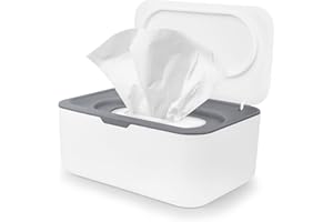 VONSERA Boîte de Lingettes Humides, Boîte à Lingettes Distributeur pour Bébé, Boîte pour Papier Toilette Humide avec Couvercle pour Bebe, Cuisine, Salon, WC, Voiture (Blanc cassé)