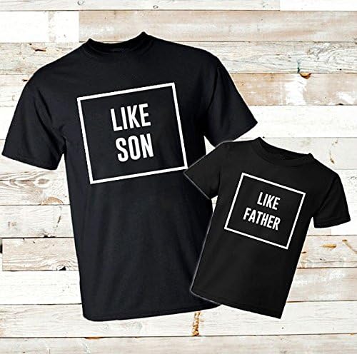 Summer Fashion ''LIKE FATHER/LIKE SON'' Print Family Matching Clothes Set Dad and Son T-shirt Black White Grey Top Kid-2-3T