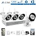 Produktbild A-ZONE 4 Kanals WLAN Überwachungskamera Set Kabellos Videoüberwachung Überwachungssystem WLAN 960P NVR 4 x 960P 1.3 Megapixel IP Sicherheit Überwachungskamera Außen, Mit Festplatte 1TB