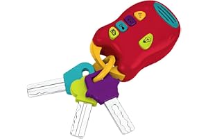 Battat – leksaksnycklar, set med bilnycklar – 3 nycklar och fjärrkontroll med 4 roliga ljud – minificklampa – med nyckelring för baby och småbarn – 10+ månader